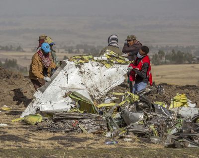 Rescuers work on March 11, 2019, at the scene of an Ethiopian Airlines flight crash near Bishoftu, Ethiopia. Pilot Bernd Kai von Hoesslin pleaded with his bosses for more training on the Boeing Max, just weeks before the Ethiopian Airline’s jet crashed, killing everyone on board. (Associated Press)