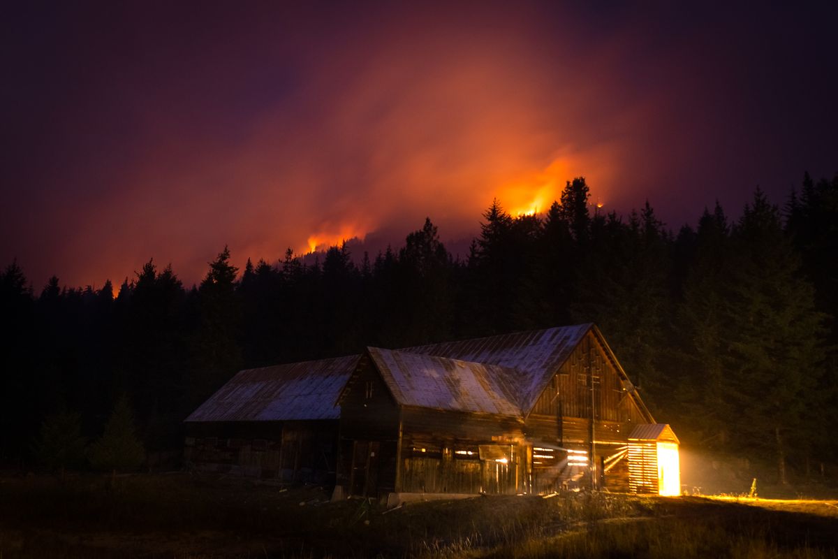 A wildfire burns along a ridge in the 2016 Buck Creek Fire on the Okanogan-Wenatchee National Forest. (U.S. Forest Service)