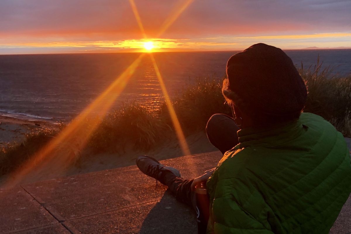 The sun sets over the Strait of Juan de Fuca. (Leslie Kelly)