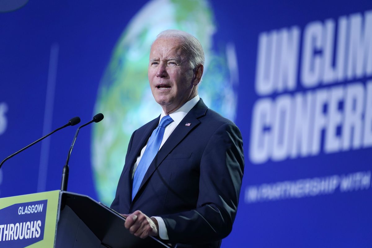 President Joe Biden speaks during the "Accelerating Clean Technology Innovation and Deployment" event at the COP26 U.N. Climate Summit, Nov. 2, 2021, in Glasgow, Scotland. A federal judge in Louisiana on Friday, Feb. 11, 2022, blocked the Biden administration