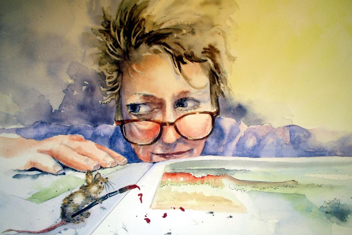 “The Critic,” a watercolor by Vicki West, won third place in the Spokane Watercolor Society’s juried art show, now up at the MAC. (Vicki West)