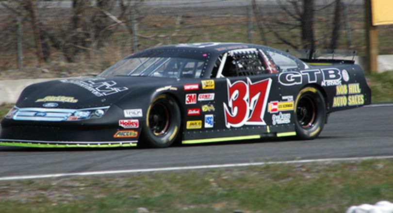 Mike Longton, driver of the GTB Ag Services Ford Fusion, picked up his second consecutive ASA Northwest Late Model Tour victory on June 6. (Photo courtesy M.E. Wright) (The Spokesman-Review)