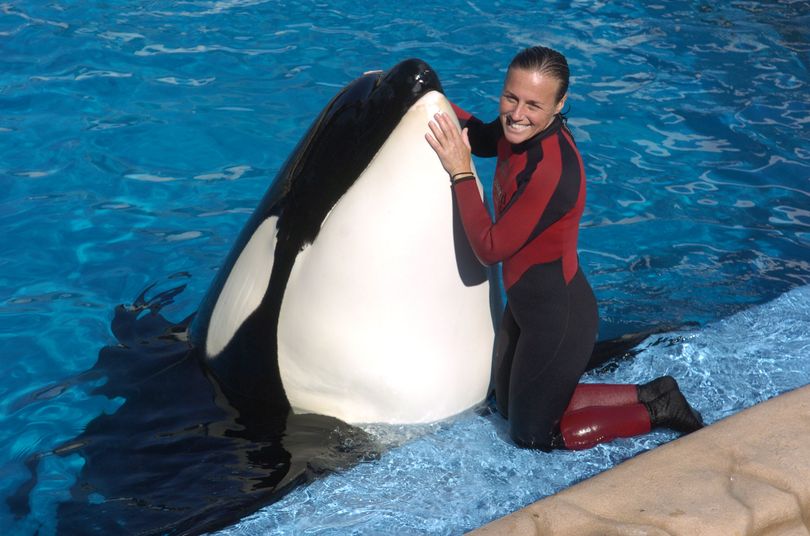 In this photo taken on Dec. 30, 2005, Dawn Brancheau, a whale trainer at SeaWorld Adventure Park, poses while performing. Brancheau was killed in an accident with a killer whale at the SeaWorld Shamu Stadium Wednesday afternoon, Feb. 24, 2010. (Julie Fletcher / Orlando Sentinel)