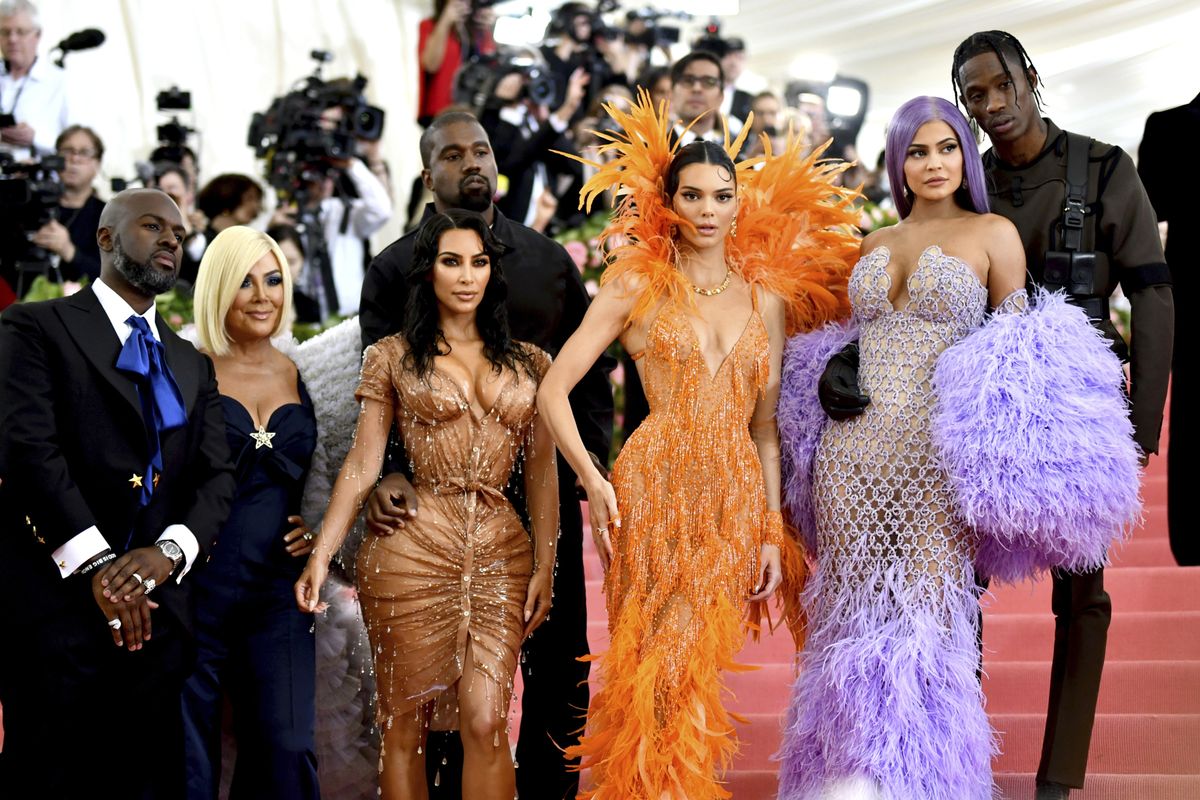 Corey Gamble, Kris Jenner, Kim Kardashian, Kanye West, Kendall Jenner, Kylie Jenner and Travis Scott attend the Metropolitan Museum of Art