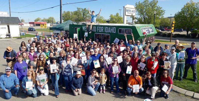 Volunteer signature gatherers for the Medicaid expansion initiative celebrate. (Reclaim Idaho)