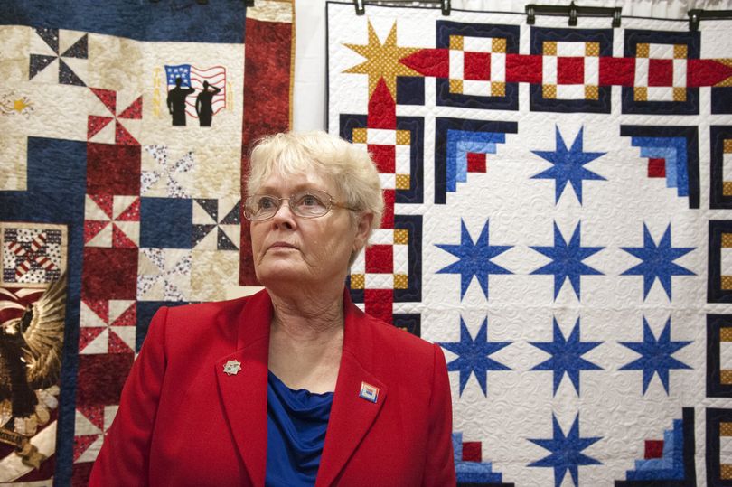 Sharon Ledbetter, director of the Quilts for Valor Foundation, is seen at the quilt show.
