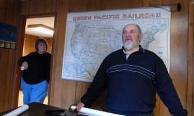 
Don Parker, right, and Lou St. John talk Thursday about the old railroad tunnel they  are hoping to sell. The  business partners in a company in Tekoa, Wash.,  bought the tunnel with the thought of making it into grain storage. 
 (Jesse Tinsley / The Spokesman-Review)