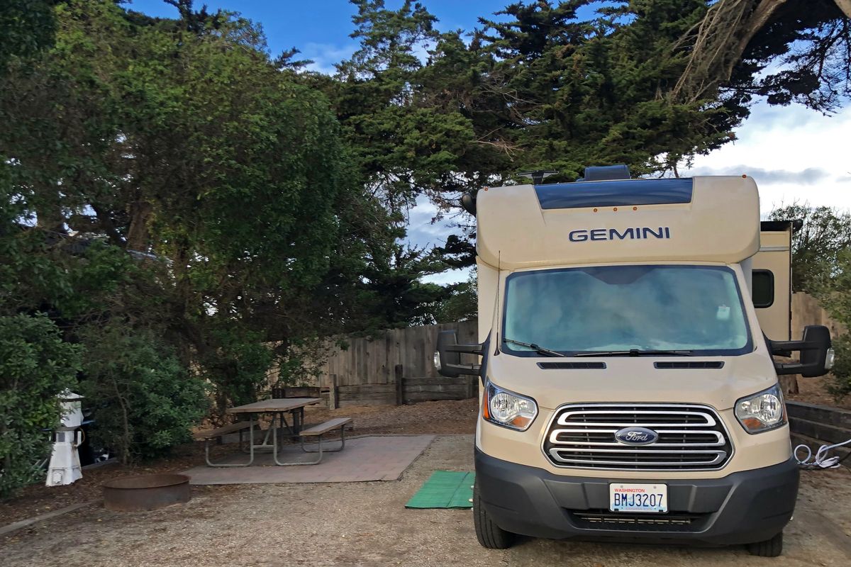 The Marina Dunes RV Park near Marina, Calif., was just steps from a secluded ocean beach and offers many nice amenities.  (Leslie Kelly)