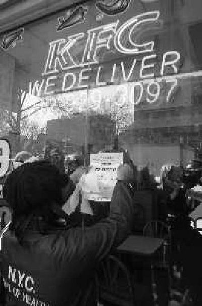 
Carol Feracho, senior food safety inspector with the New York City Department of Health, posts a 