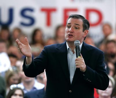 Republican presidential candidate, Sen. Ted Cruz, R-Texas, speaks during a campaign rally at the Adam's Mark Hotel Saturday, March 12, 2016, in Kansas City, Mo. (Charlie Riedel / Associated Press)