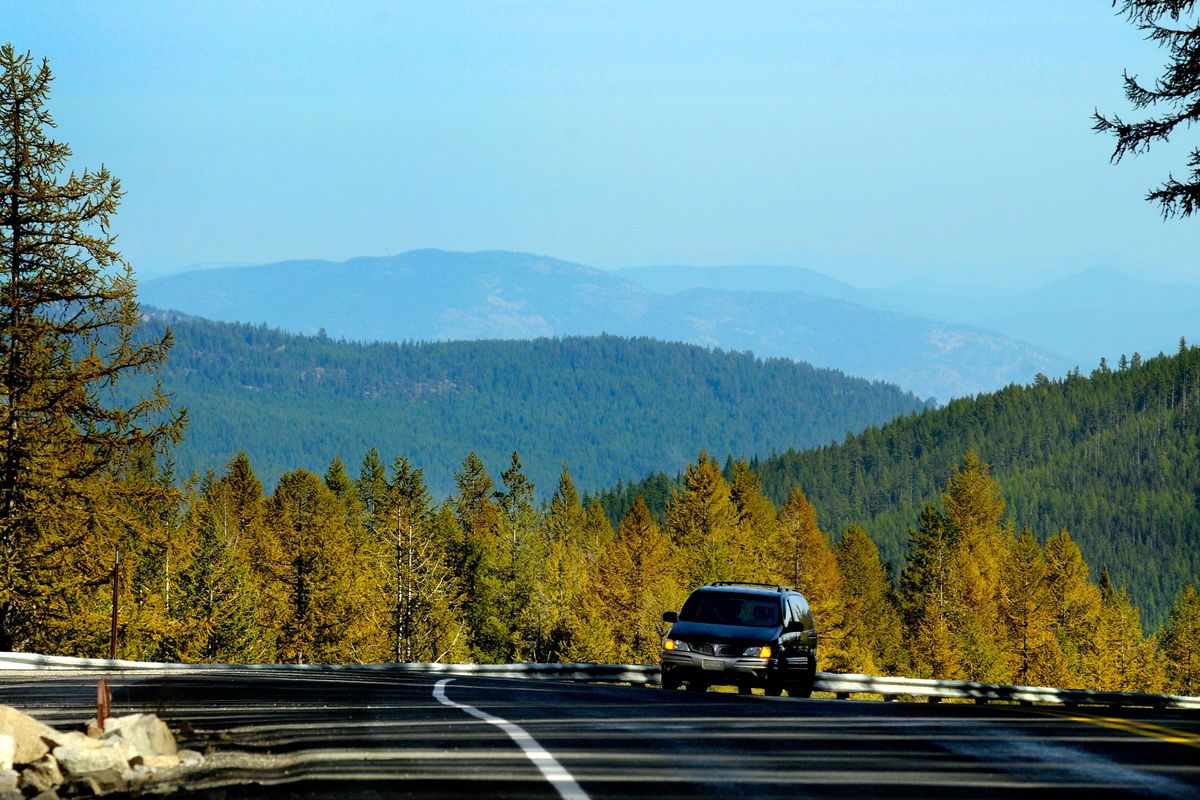 FILE – A car climbs over the top of Sherman Pass Tuesday September 16, 2008 as the fall colors start to change. (Christopher Anderson / The Spokesman-Review)