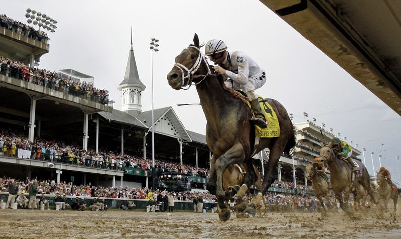 Calvin Borel rides Super Saver to victory during the 136th Kentucky Derby horse race at Churchill Downs Saturday, May 1, 2010, in Louisville, Ky. (David Phillip / Associated Press)