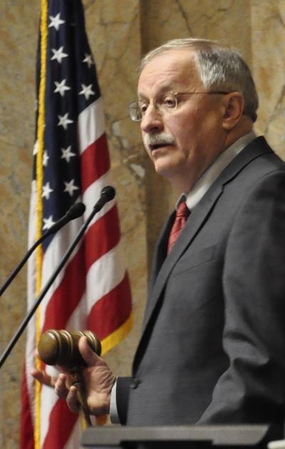 OLYMPIA -- House Speaker Frank Chopp, D-Seattle, calls for a vote on the DREAM Act after opening the legislative session Monday. The bill passed 71-23. (Jim Camden)