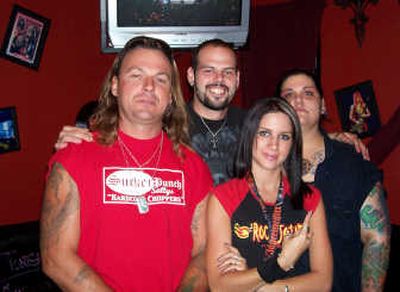 
Battle of the Bands will rock North Idaho next weekend with a festival atmosphere. Participants include, from left, musicians Keven Langley and Jimi X, the Rock Joint's Sparky Griggs, and Colleen Smith of Weenis Inc.
 (Patrick Jacobs / The Spokesman-Review)