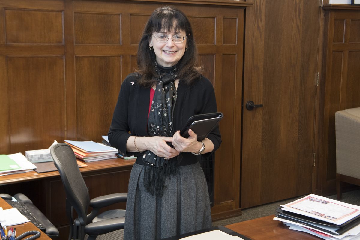 Mary Cullinan, shown here in 2018, was the first female president at EWU in the school’s history.  (Jesse Tinsley / The Spokesman-Review)
