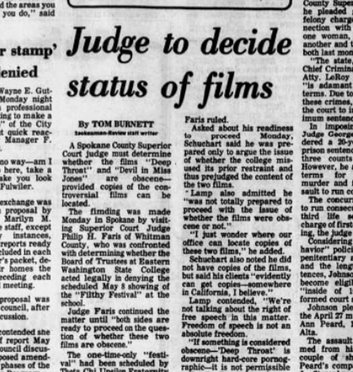 A Superior Court judge must decide wether a Cheney fraternity’s “Filthy Festival” is obscene. (Spokesman-Review archives)