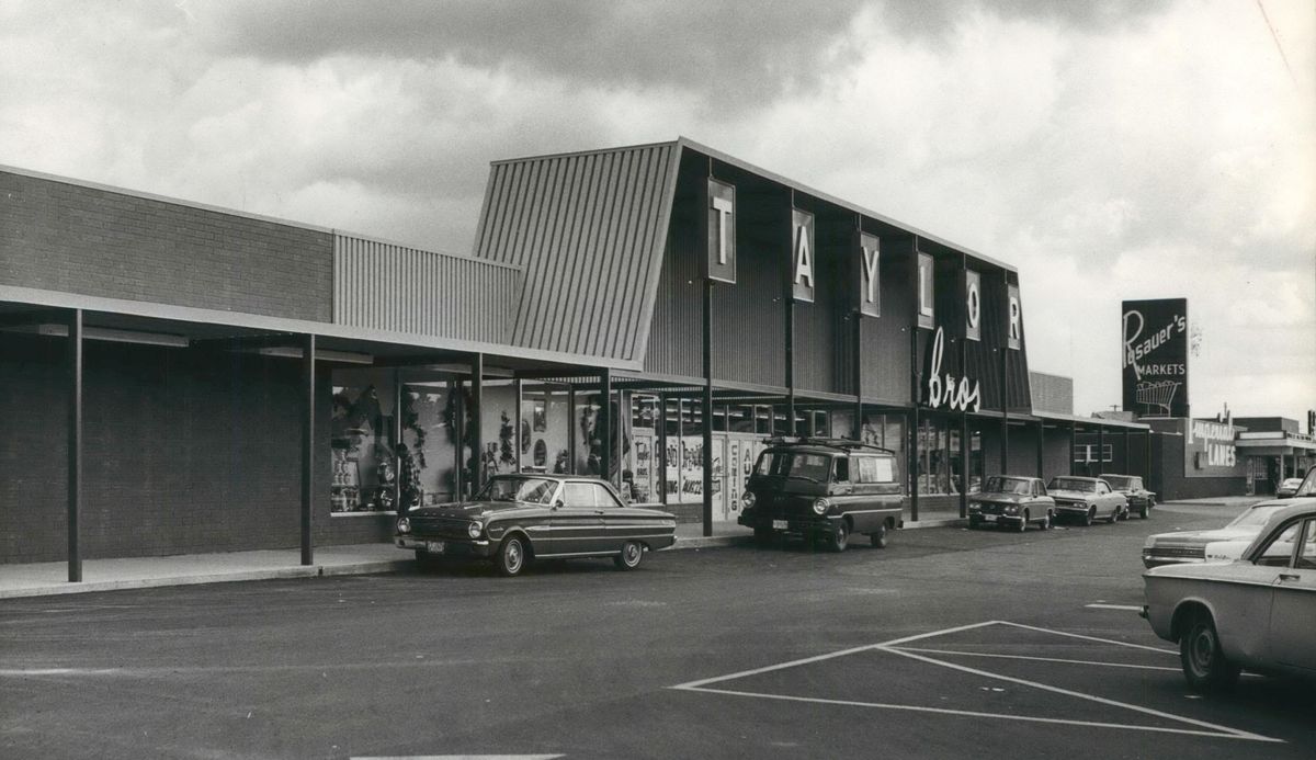 1968 – The Taylor Boys Department Store at the Five Mile Shopping Center in northwest Spokane awaits tomorrow’s first customers and visitors. The store, a 30,000-square-foot structure which cost $240,000, was expected to have its grand opening from 9 a.m. to 9 p.m. Balloons and candy, fashion shows and organ music would be part of the celebration in the firm’s second location. Taylor Bros., long a Spokane Valley business, formerly was called Taylor Boys.