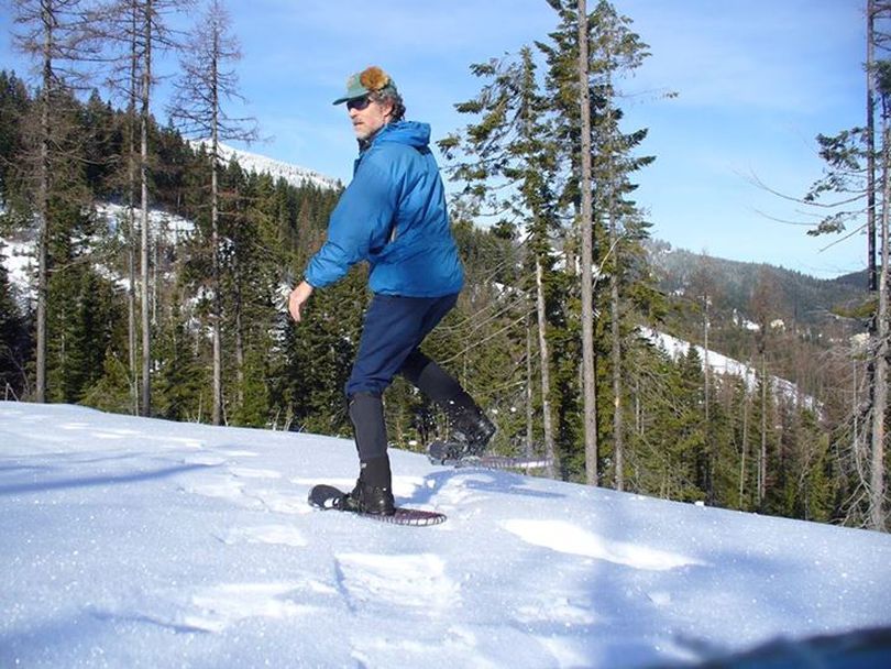 Cris Currie of the Friends of Mount Spokane State Park, shown here during the firm snow conditions during the holiday break of 2013,  helped mark a new loop trail for snowshoers starting near Selkirk Lodge. (courtesy)