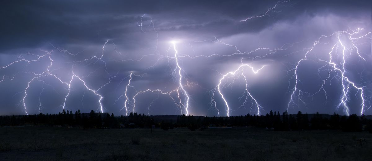 Mike Busby took this photo of lightning strikes on Tuesday July 23, 2019. The photo was taken near the Starbucks on Indian Trail road facing south. (Mike Busby’s School of Photography / COURTESY)