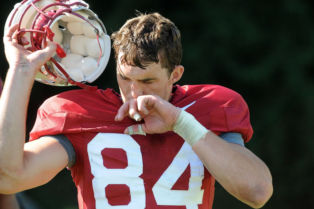 chrisa@spokesman.com Though a sophomore, Jared Karstetter, a Ferris High School graduate, has more experience than most of the Cougars’ wide receivers. (CHRISTOPHER ANDERSON / The Spokesman-Review)