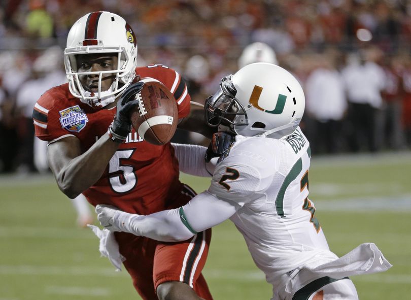 Miami safety Deon Bush, right, is know for his physical style of play.