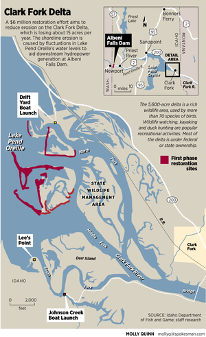 A map explains the Clark Fork Delta restoration project (MOLLY QUINN mollyq@spokesman.com)