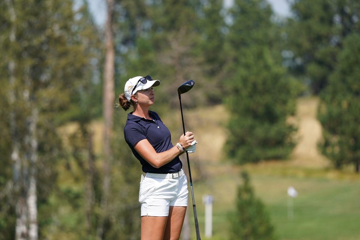 Polly Mack watches a drive at the Circling Raven Championship on Friday.  (Courtesy of Epson Tour)