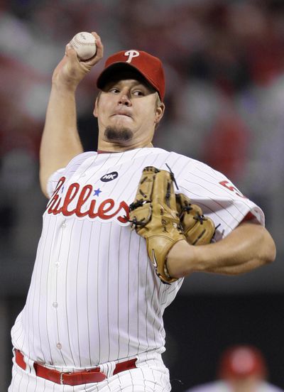 Joe Blanton will start Game 4 of the World Series for the Phillies on Sunday after Charlie Manuel decided he would not put Cliff Lee on the mound on three days’ rest.  (Associated Press / The Spokesman-Review)