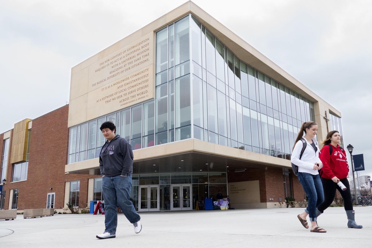 Among the signs of growth and investment which Gonzaga University enjoys because of their successful national stature from their success in basketball is the new Hemmingson Center, pictured here, a student union building with state-of-the-art offices, meeting rooms, lounge areas, many offices for student services and restaurants. (Jesse Tinsley / The Spokesman-Review)