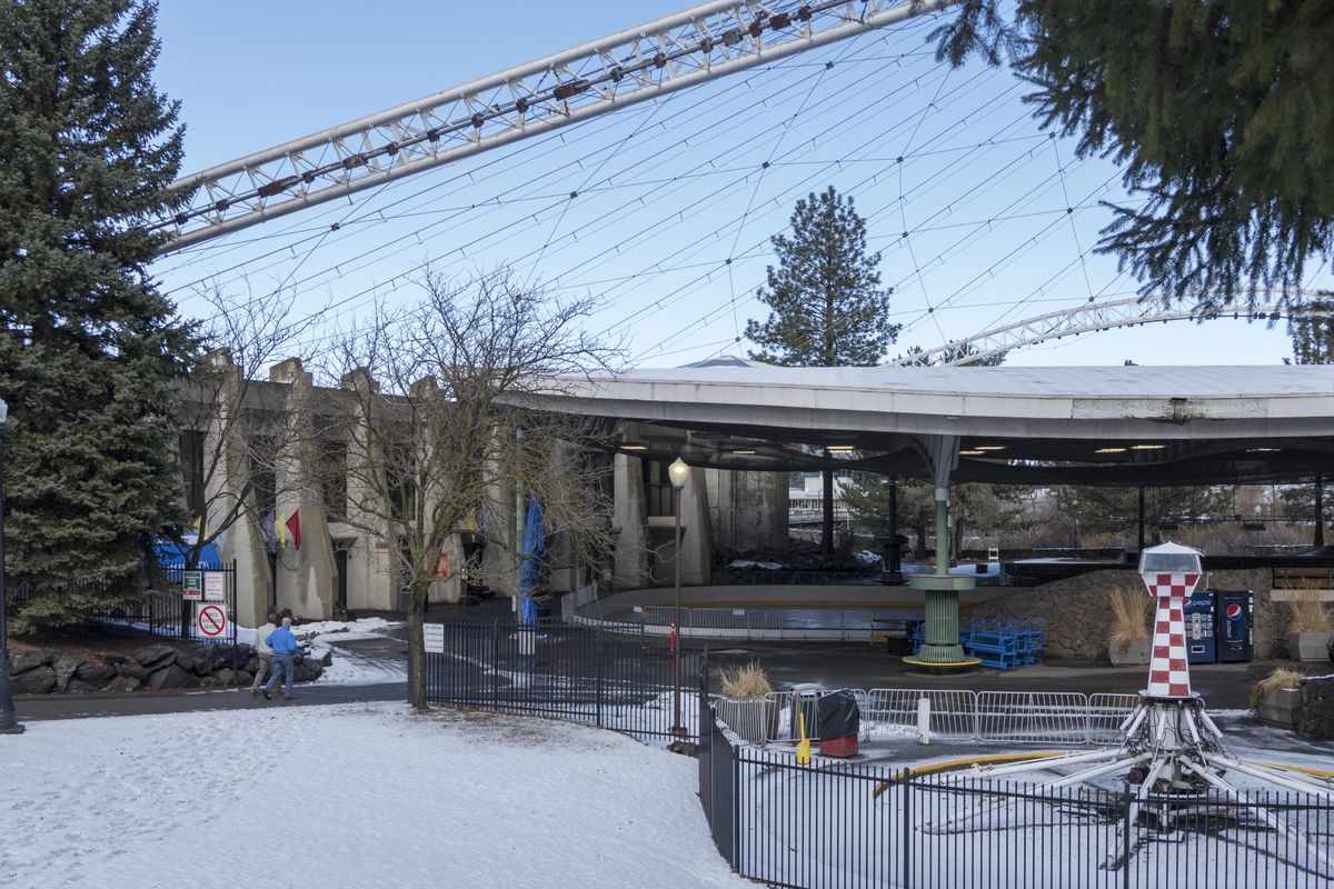 Present day: The venerable U.S. Pavilion from Expo ’74, with the now-closed Ice Palace rink, sits on the spot where the Spokane Flower Growers Association’s warehouse stood for more than 40 years. The wholesaler that shipped local flowers and plants around the region was one of the last businesses to leave ahead of the world’s fair. (Jesse Tinsley / The Spokesman-Review)