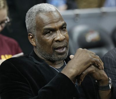 Former New York Knicks player Charles Oakley waits for an NBA basketball game between the Knicks and the Cleveland Cavaliers, Thursday, Feb. 23, 2017, in Cleveland. (Tony Dejak / Associated Press)