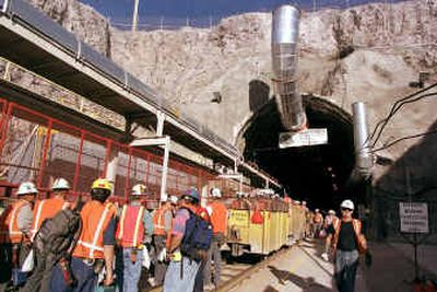 
Workers at the Yucca Mountain Project in Nevada begin their day at the tunnel's entrance. 
 (File/Associated Press / The Spokesman-Review)