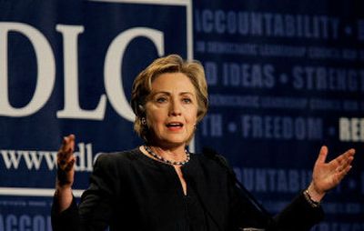 
Sen. Hillary Rodham Clinton addresses the Democratic Leadership Council in Denver on Monday. 
 (Associated Press / The Spokesman-Review)