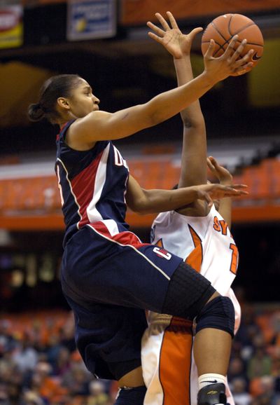 Associated Press Connecticut’s Maya Moore had 38 points, 20 rebounds against Syracuse. (Associated Press)