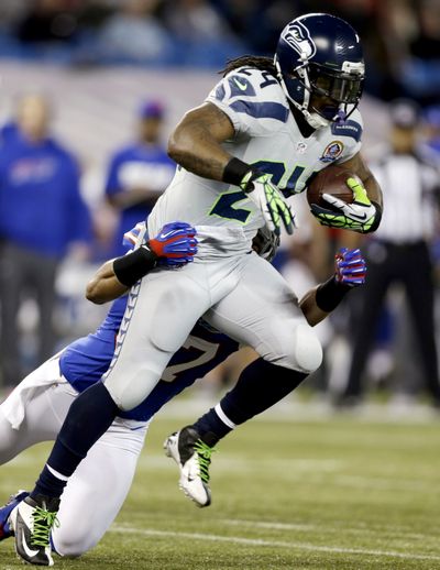 Seattle RB Marshawn Lynch rushed for 113 yards on just 10 carries against Buffalo. (Associated Press)