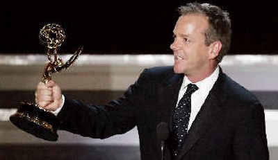 
Kiefer Sutherland accepts the Emmy for outstanding lead actor in a drama series for his work on 