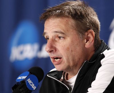 Southern Mississippi head coach Larry Eustachy answers questions during a news conference in Pittsburgh on Wednesday. Eustachy, the former University of Idaho head coach, leads his team against Kansas State on Thursday in the first round of the NCAA tournnament. (Associated Press)