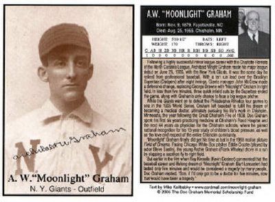 Moonlight Graham- played by Burt Lancaster, Field of Dreams