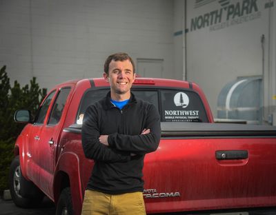 Spokane physical therapist Trey Nichols started his mobile practice, Northwest Mobile Physical Therapy Specialists, after being laid off during the pandemic. He also has opened a treatment room at The Wellness Center at North Park.  (DAN PELLE/THE SPOKESMAN-REVIEW)