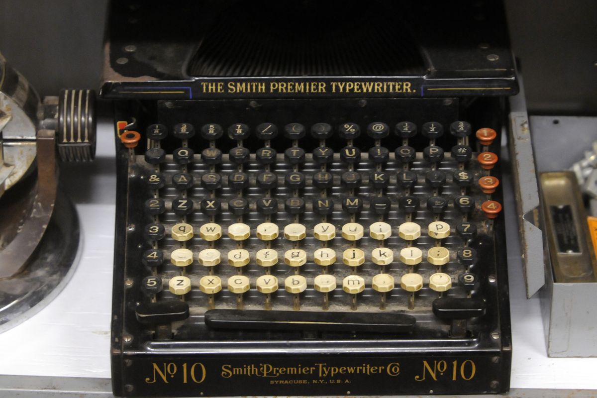 A double keyboard No. 10 Smith Premier Typewriter was acquired by Gortsema from a former neighbor who died. (The Spokesman-Review)