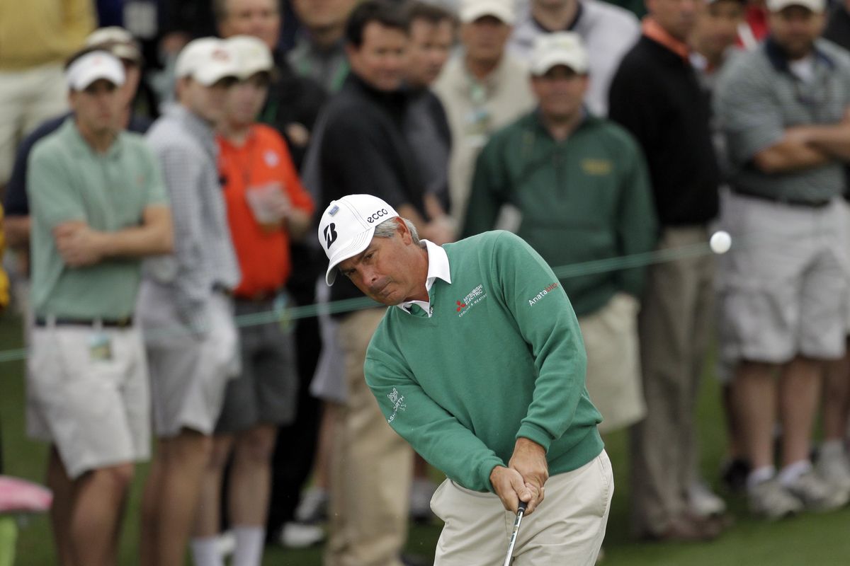 Fred Couples, who shot a 67 on Friday, hits to the second green during the second round. (Associated Press)