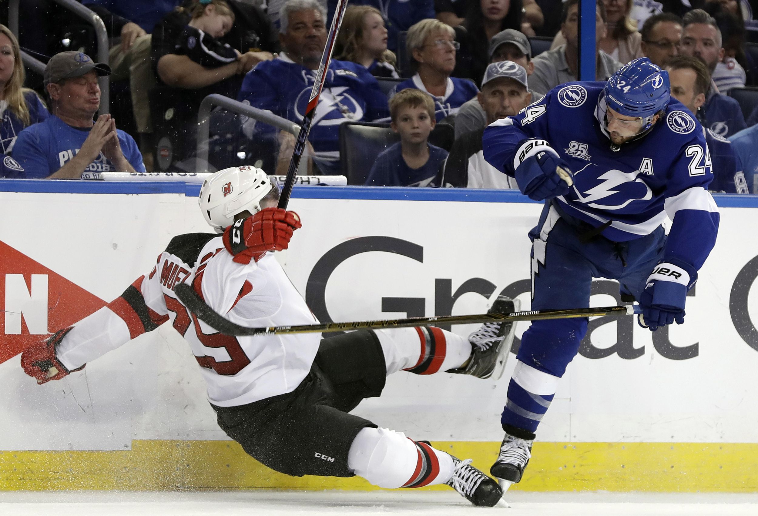 Tampa Bay Lightning F Ryan Callahan Takes Ice In Full Contact Jersey