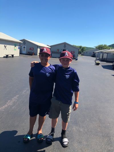 Milo Condran, right, with his friend Justin Muttreja in Cooperstown, N.Y., in 2018.  (Courtesy of Ed Condran)