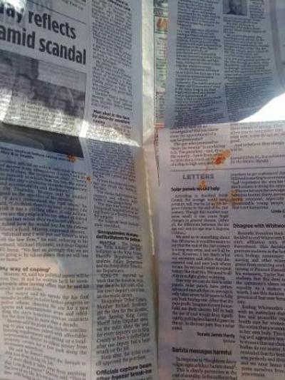 Signs of a well-read newspaper.