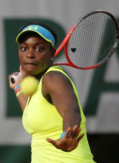 Sloane Stephens, seeded 17th, lost in straight sets to defending champion Maria Sharapova on Monday at the French Open. (Associated Press)