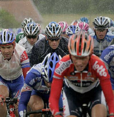 
Overall leader Lance Armstrong, rear center, rides in the pack during Thursday's stage from Troyes to Nancy. 
 (Associated Press / The Spokesman-Review)