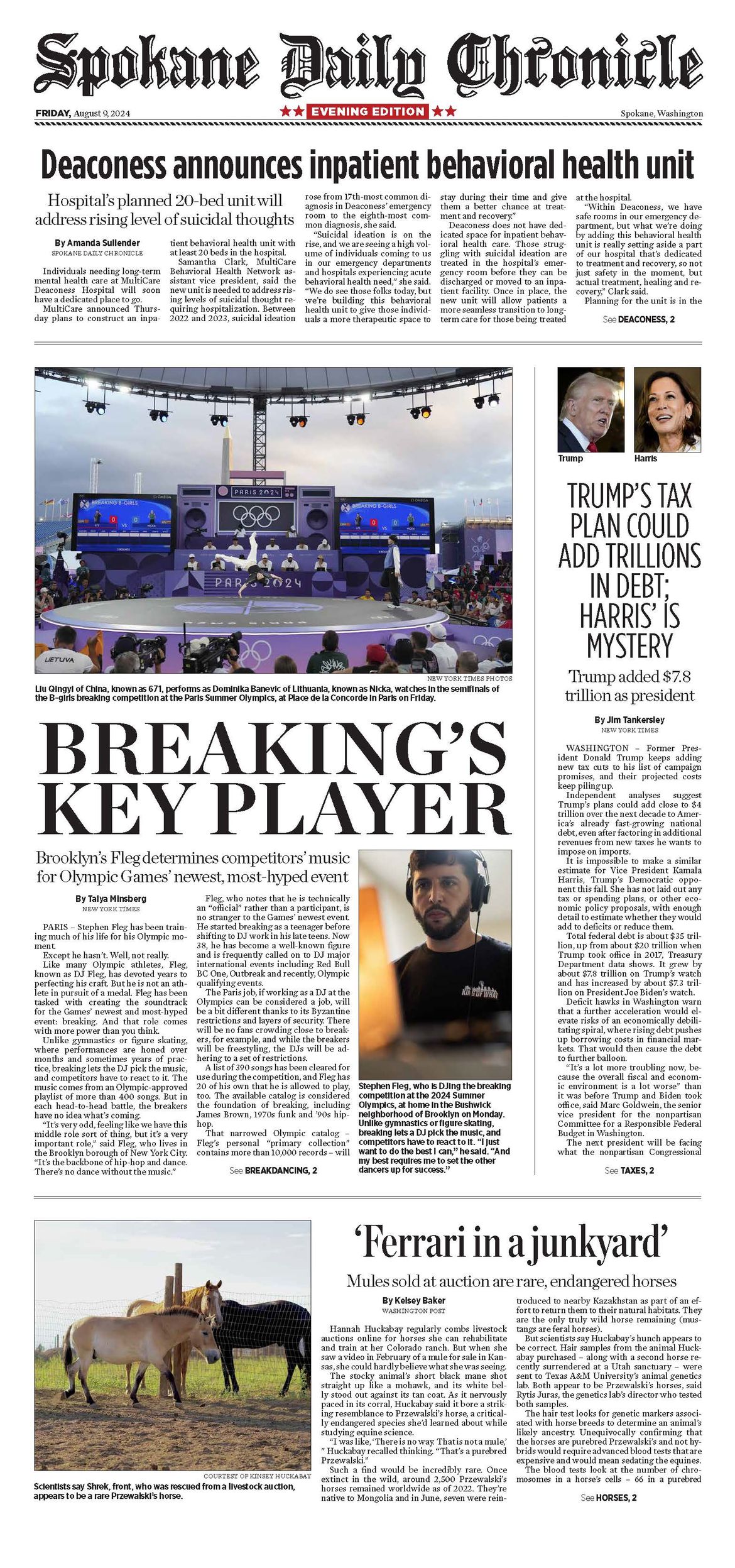 The Chronicle Front Page For Aug. 9, 2024 | The Spokesman-Review