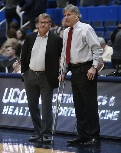 DePaul head coach Doug Bruno, right, has the Demon Deacons off to a 5-3 start and a No. 20 ranking. (Jessica Hill / AP)