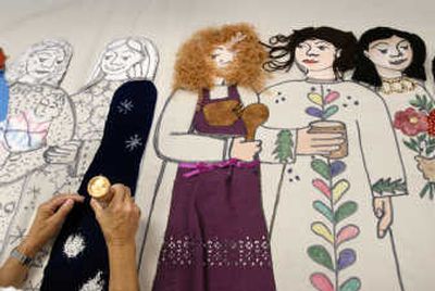 
Members of Spokane Valley's St. Mary's church are creating a banner to celebrate biblical women. 
 (Brian Plonka / The Spokesman-Review)