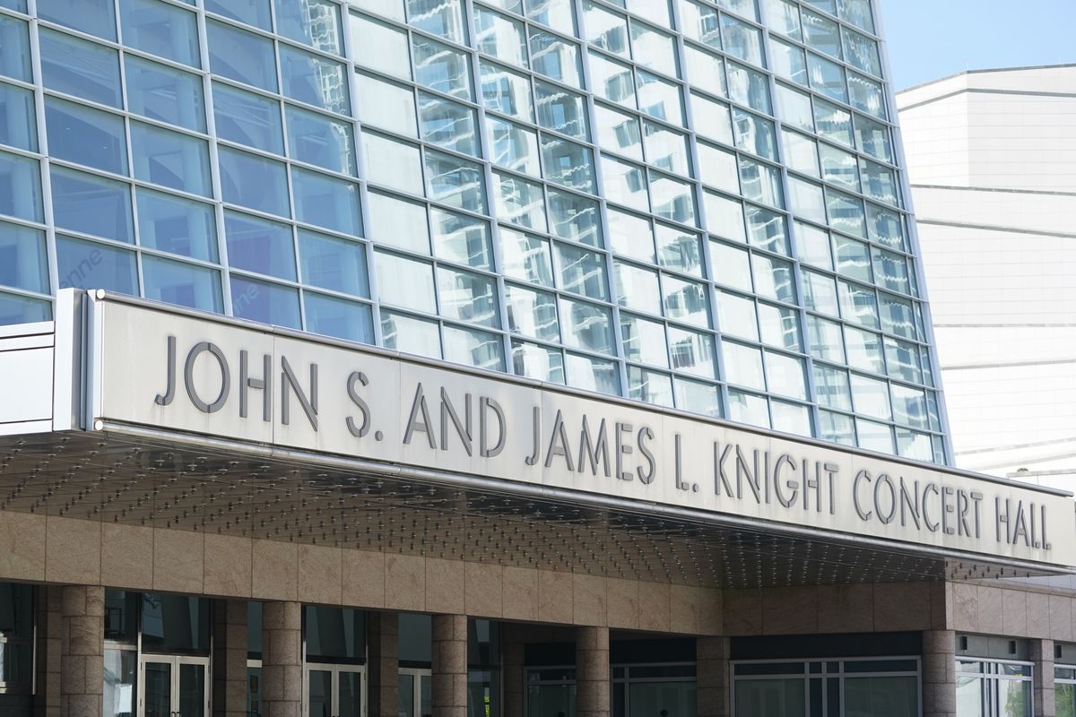The John S. and James L. Knight Concert Hall at the Adrienne Arsht Center for the Performing Arts of Miami-Dade County is shown, Thursday, Oct. 8, 2020, in Miami. Presidential debate organizers announced Thursday that the Oct. 15 debate that would have taken place at the venue would be virtual because of President Donald Trump